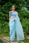 Sky Blue Colour Faux Georgette Handwork Sarees Best Wholesale Shop In Surat